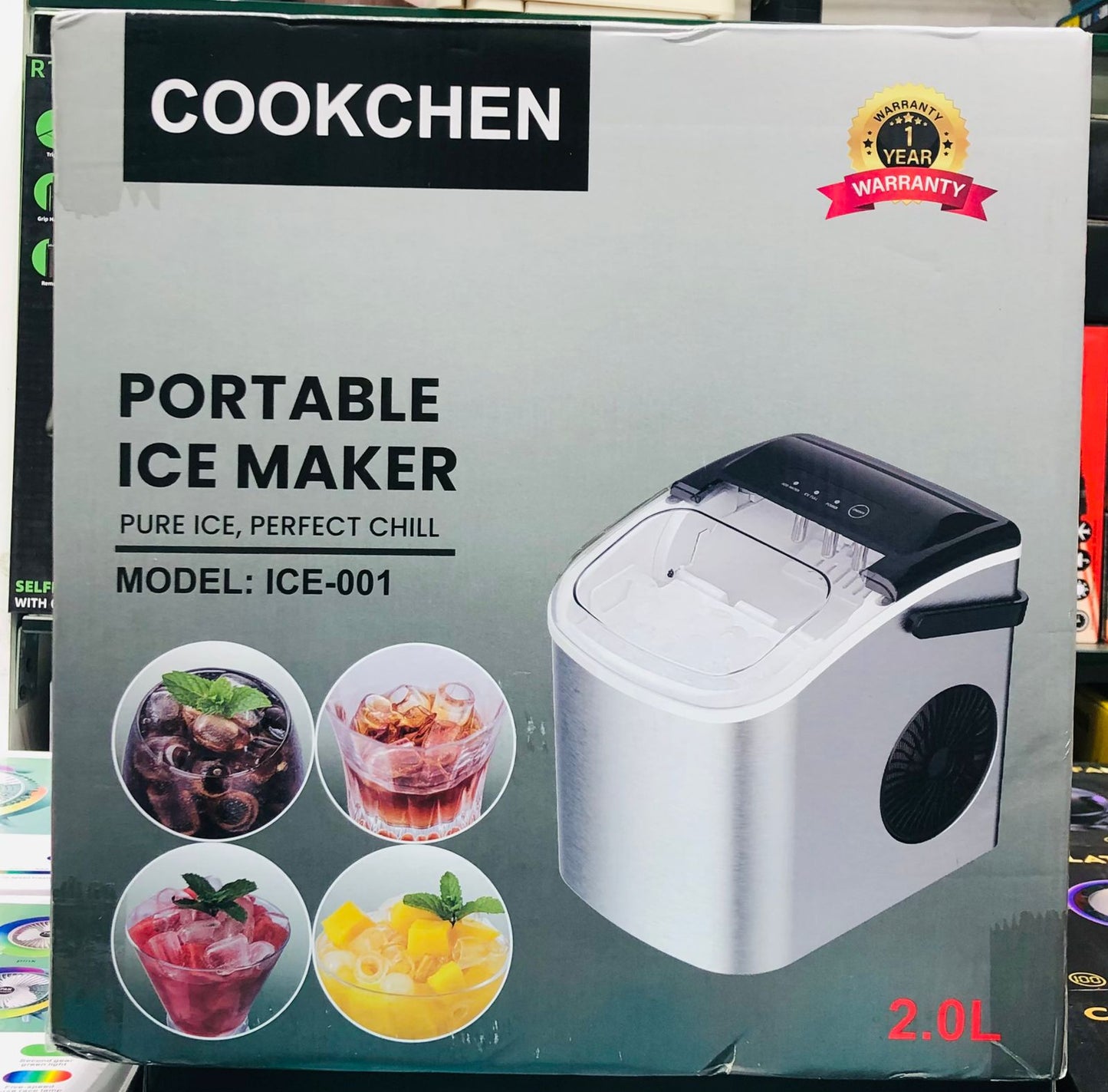Ice Maker Countertop, Portable Self-Cleaning Ice Maker Machine with Handle, Scoop and Basket, 9 Bullet Ice Cubes in 6 Mins, 12kg/24H, Ideal for Home, Kitchen, Office, Bar, Party
